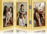decorUhome Triple 4x6 Picture Frame Vertical, Engineered Wood Trifold Photo Frame with Plexiglass for Tabletop Display, 4x6, Black