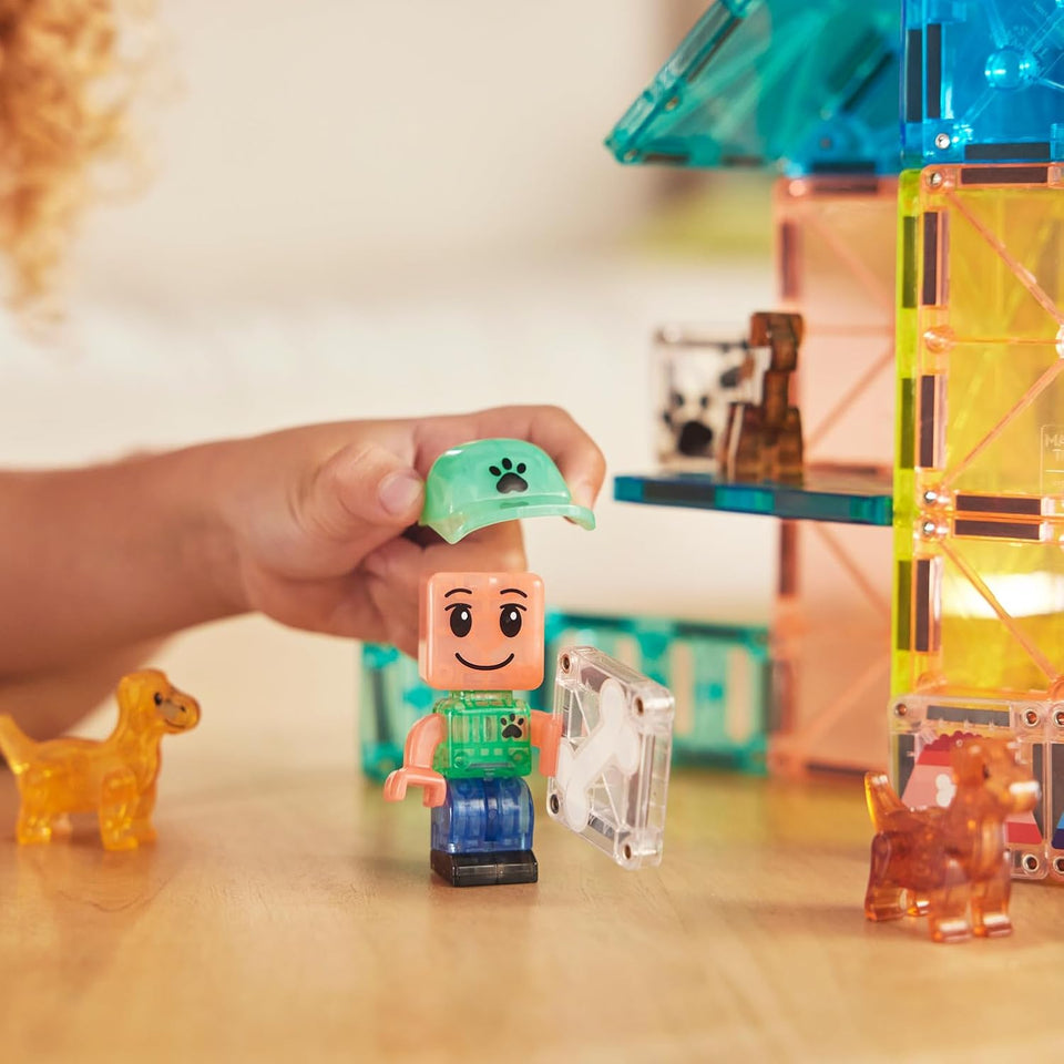 MAGNA-TILES Puppy Park 27-Piece Magnetic Construction Set, The Original Magnetic Building Brand