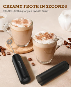 SIMPLETaste Rechargeable Milk Frother Wand Handheld, Dual Coil Whisk Head Drink Mixer, USB-C Electric Whisk with Stainless Steel Whisk for Coffee, Lattes, Cappuccino, Matcha, Hot Chocolate& Creamer