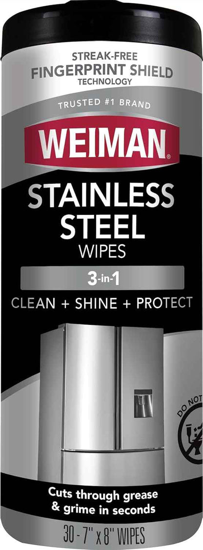 Weiman Stainless Steel Cleaner 30 Count Cleaning Wipes For Stainless Steel Surfaces No Streaks Residue Cleaning Supplies