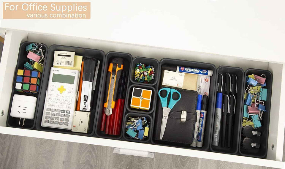 15-Piece Interlocking Desk Organizer: Versatile Storage for Office, Bathroom, and Kitchen