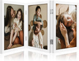 decorUhome Engineered Wood Trifold 4x6 Photo Frame with Plexiglass for Tabletop Display, Black, 3-Picture Frame