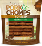 Pork Chomps Roasted Pork Skin Dog Chews, 6-inch Twists, 100% Rawhide Free, 15 Count