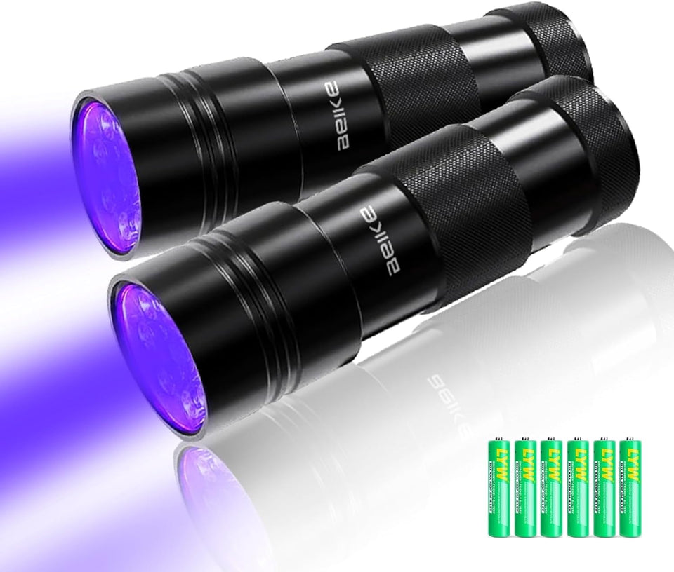 Blacklight Flashlight UV 12-LED Small Portable Mini for Hidden Stain Detection and Pet Urine
