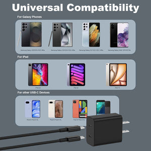 45w dual port android super fast charger with 10ft type-c cord for samsung galaxy and iphone