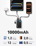 INIU 45W Fast Charging Portable Charger, 40% Smaller 10000mAh with Detachable Cable, Flight-Safe Travel Power Bank, USB C External Phone Battery Pack for iPhone 17 16 Pro iPad Samsung S26 Google etc
