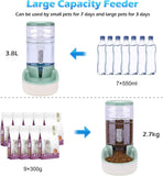 Automatic Dog Cat Feeder and Water Dispenser Gravity Food Feeder and Waterer Set with Pet Food Bowl for Small Medium Dog Puppy Kitten, Large Capacity 1 Gallon x 2