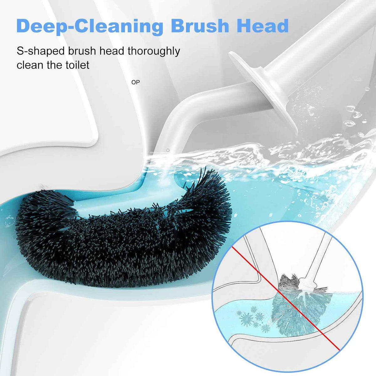 White Hamitor curved toilet brush holder set for small RV bathrooms with hidden scrubber