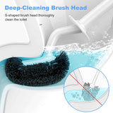 White Hamitor curved toilet brush holder set for small RV bathrooms with hidden scrubber