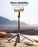 Vimose 65" Magnetic Tripod for iPhone, Selfie Stick Tripod with Remote, 360° Rotatable Extendable Travel Tripod Phone Stand with Metal Ring, Compatible with iPhone Android