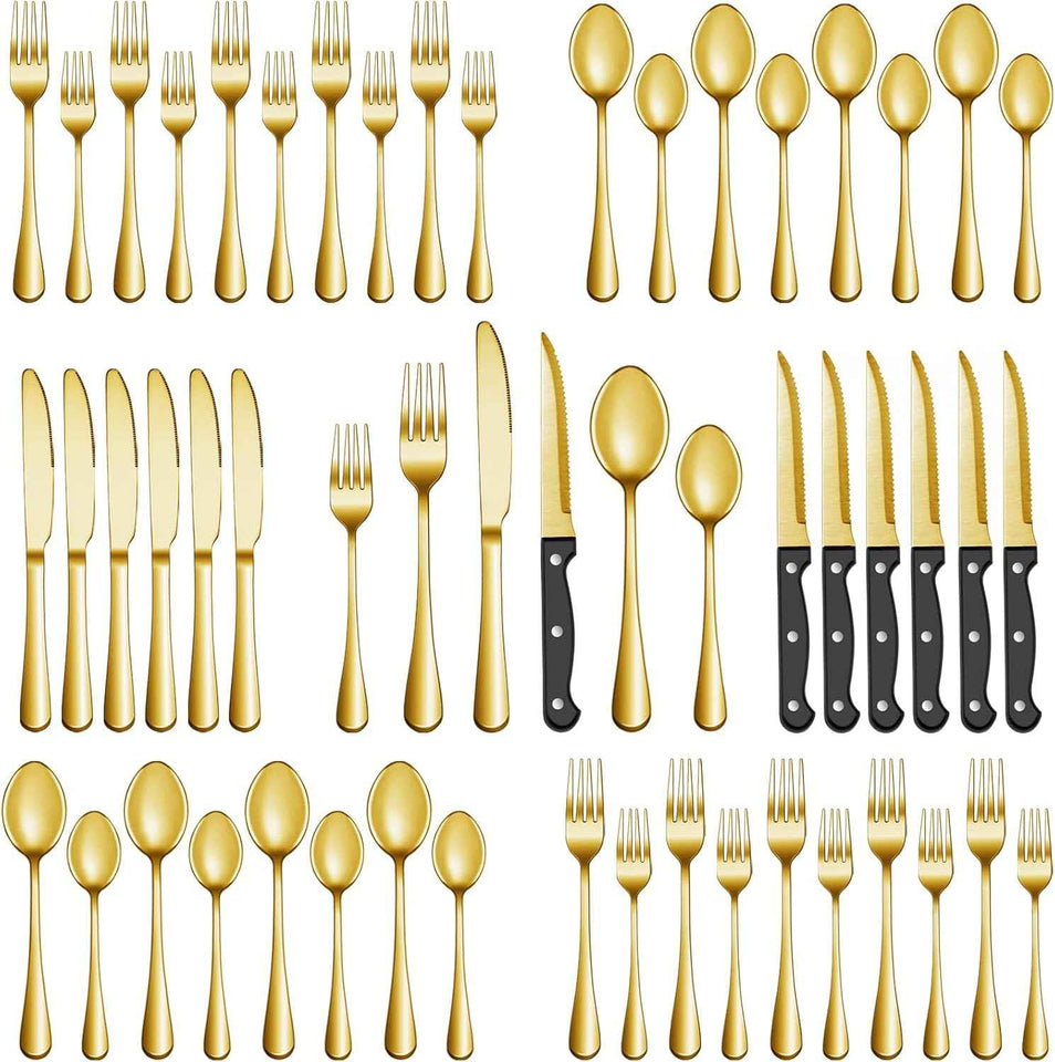 MUTNITT Silverware Set with Steak Knives Service for 4,Stainless Steel Flatware, Mirror Polished Cutlery Utensil Set for Home Kitchen Eating Tableware, Include Fork Knife Spoon, Dishwasher Safe