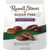 russell stover sugar free assorted caramels in chocolate, 15.3 oz. bag, made with stevia extract, no added sugar
