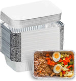 50-Pack Aluminum Foil Pans with Lids, 8.5"×6", 2.25 LB Capacity, Disposable Tin Foil Pans for Baking, Meal Prep and Freezer, Takeout