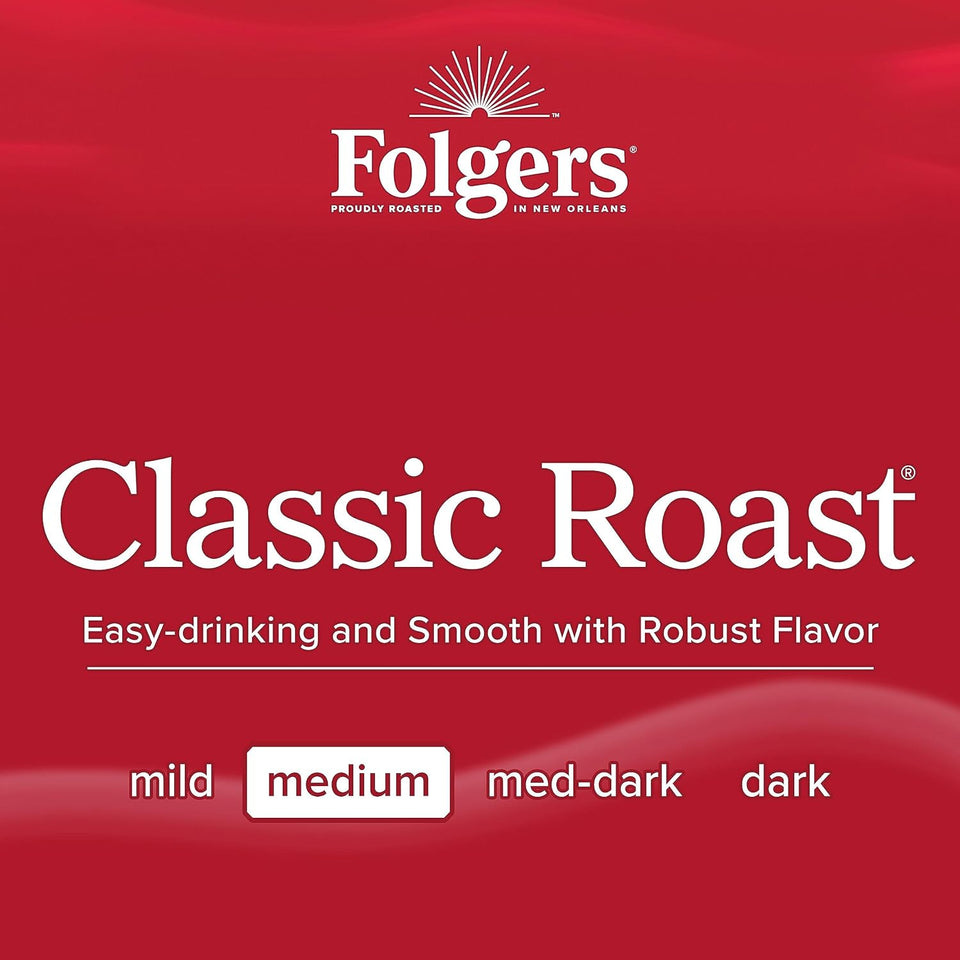 Folgers Classic Roast, 12-Count Medium Roast Coffee K-Cup Pods, 6-Pack