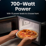 Chefman Countertop Microwave Oven 0.7 Cu. Ft., 700 Watts with 10 Power Levels, 6 Cooking Presets with One-Touch Express Cook, Eco Mode, Child Safety Lock, & Mute Button - Black