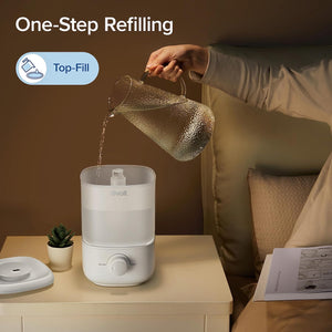 LEVOIT Top Fill Humidifiers for Bedroom, 2.5L Tank for Large Room, Easy to Fill & Clean, 28dB Quiet Cool Mist Air Humidifier for Home Baby Nursery & Plants, Auto Shut-off for Safety, 25H