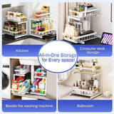 ADBIU Under Sink Organizer, 2 Pack 2 Tier Expandable Height Kitchen Bathroom Cabinet Organizers