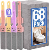 Navona 8 Pack Pumice Stone Scouring Sticks with 2 Universal Handles, Grey Pumice Stone Cleaner for Cleaning Toilets, Bathrooms, Kitchens, Spas and Pools