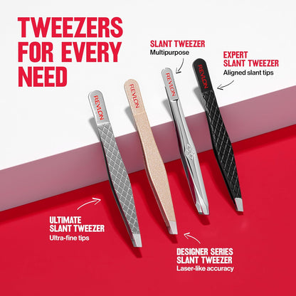 Revlon Expert Slant Tweezer, High Precision For Easy Hair Removal, Made With Stainless Steel, Stocking Stuffer for Women & Men, 1 count