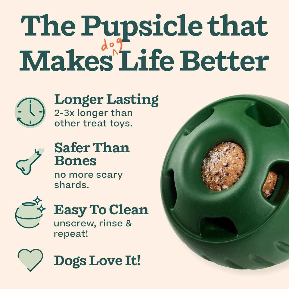 WOOF Starter Pack - Interactive Dog Toys for Boredom - Dog Treat Molds Silicone - Chicken-Flavored Healthy Treats for Dogs - Pupsicle Doggy Enrichment Toy - for Small Pups - 10-25 lbs