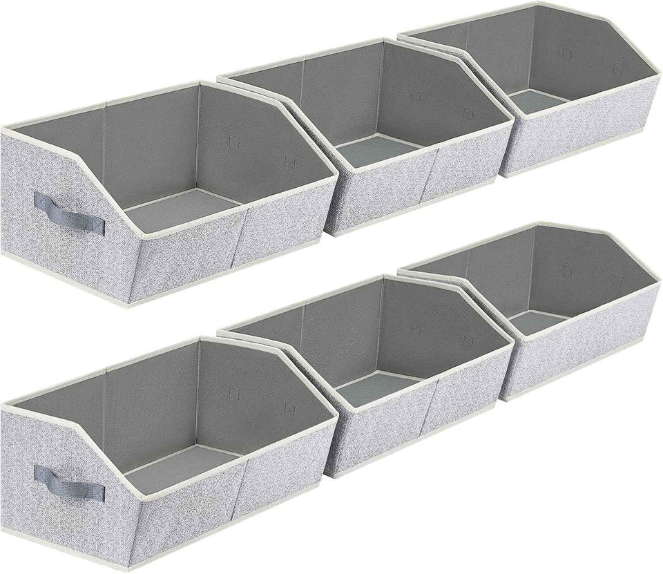 Large Fabric Trapezoid Storage Bins for Closet Organizer System 6 Pack