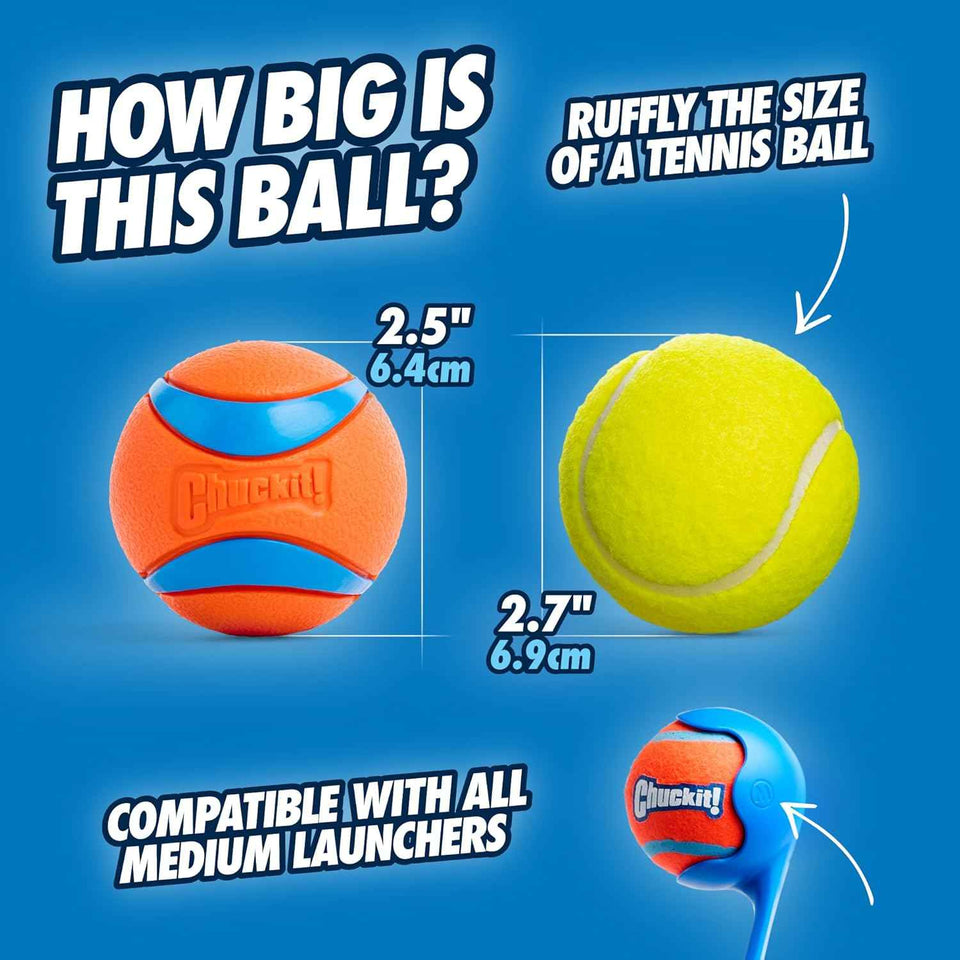 chuckit ultra ball dog toy - medium bouncy fetch balls for dogs 20-60 lbs - made from durable rubber