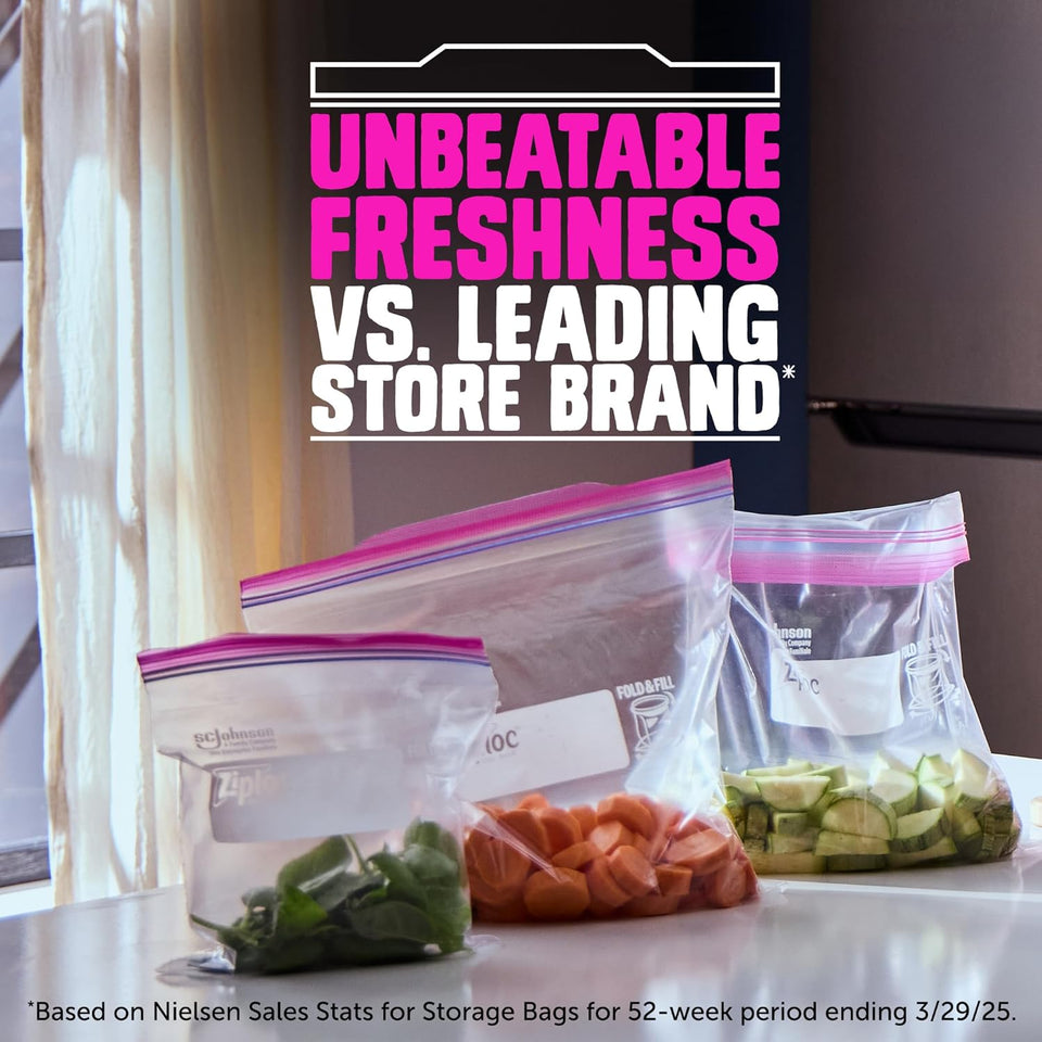 Ziploc Gallon Food Storage Slider Bags, Power Shield Technology for More Durability, 104 Bags Total