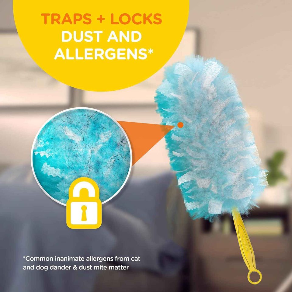 Swiffer TRAP + LOCK Dusters Starter Kit, Includes 1 Handle and 5 Dusters, Allergen-Grabbing Dusting
