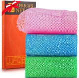 ujfqbh 3 pieces african bath sponge pink yellow purple exfoliating shower body scrubber