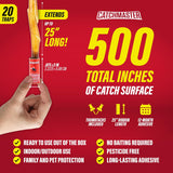 Catchmaster Fly Ribbon 20-Pack, Bug & Fruit Fly Traps Outdoor and Indoor, Premium Adhesive Sticky Strips & Gnat Hanging Strips, Bulk Flying Insect Paper Rolls, Pesticide-Free Home Pest Control