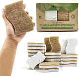 Biodegradable Natural Kitchen Sponge - Compostable Cellulose and Coconut Walnut Scrubber Sponge (12 Pack)