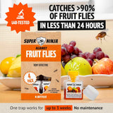 Super Ninja Fruit Fly Traps for Indoors - 4 Pack, Effective Fruit Fly Catcher for Home & Kitchen with Up to 3 Weeks Performance