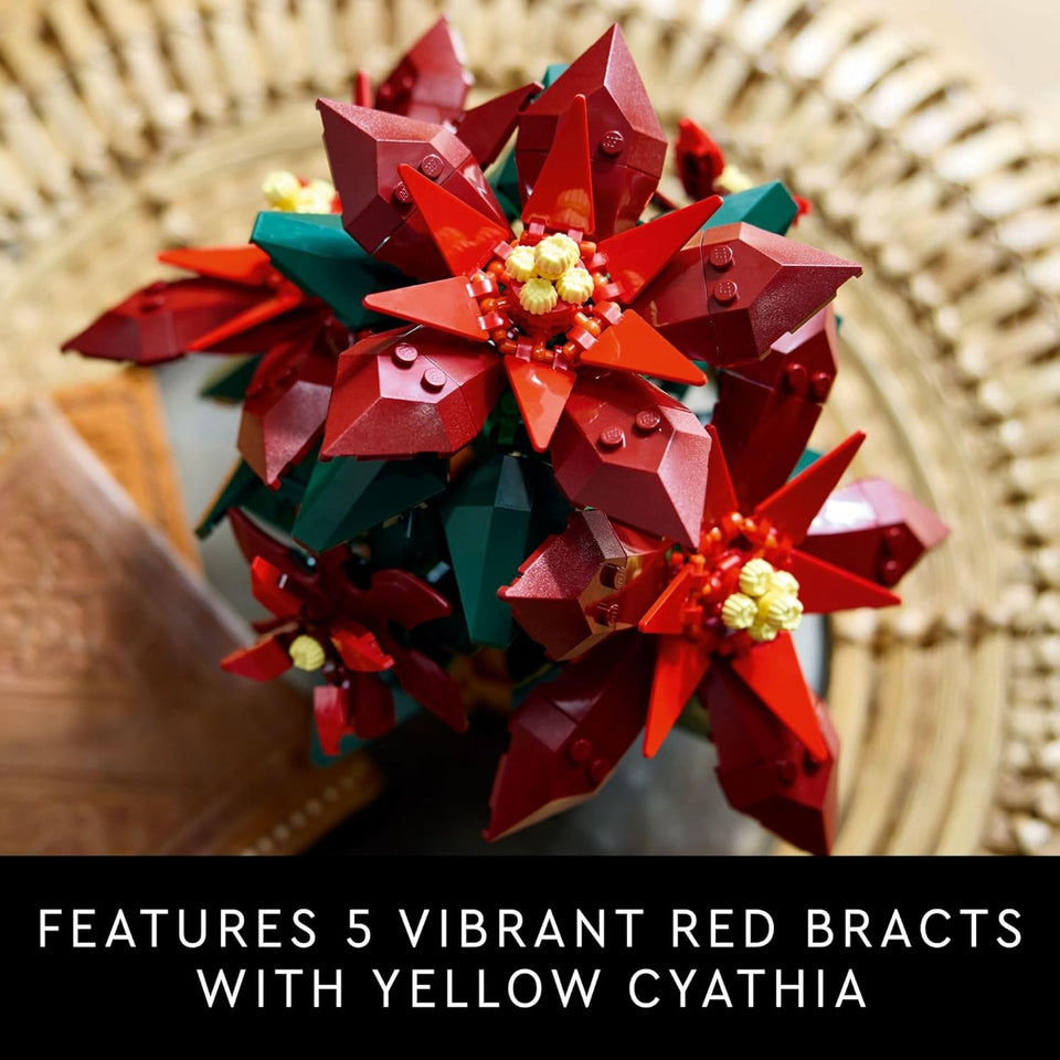 LEGO Icons Poinsettia Building Sets for Adults - Artificial Flowers for Decoration - Festive Holiday Flowers for Table Centerpiece - 10370