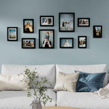 Vittanly 10-pack picture frames collage wall decor set with 8x10, 5x7, 4x6 frames, black engineered wood