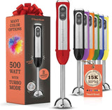 Powerful Immersion Blender, Electric Hand Blender 500 Watt with Turbo Mode, Detachable Base. Handheld Kitchen Gadget Blender Stick for Soup, Smoothie, Puree, Baby Food, 304 Stainless Steel Blades
