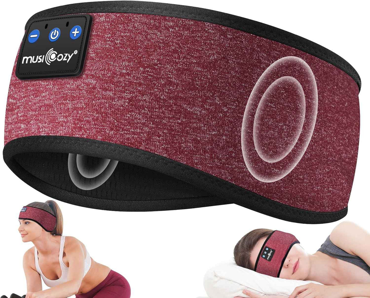 MUSICOZY Sleep Headphones Bluetooth 5.4 Headband, Sports Wireless Earphones Sweat Resistant Earbuds Sleeping Headphone with Ultra-Thin HD Stereo Speaker for Workout Running Cool Gadgets Unique Gifts