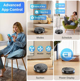 tikom robot vacuum and mop combo, 5000pa robotic vacuum cleaner, 150 min max, app & remote control, ideal for hard floor, carpet, pet hair, self-charge