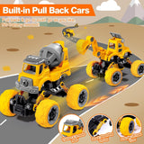 LUDILO Toys for 3 4 5 Year Old Boy Birthday Gift: 4PCS Take Apart Construction Truck Excavator Toy with Electric Drill, Kids Building Stem Learning Toy Gifts for 3 4 5 6 Year Old Boys Toys Age 4-6 3-5