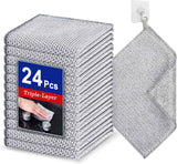 12 PCS 3-Layer Non-Scratch Multipurpose Steel Wire Dishcloths - Reusable Quick-Dry Odor-Free Scrub Cloths for Dishes, Kitchen Cleaning Cloths for Cookware, Sinks, Stove Tops(7.87X7.87)