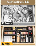 25-piece plastic drawer organizer set, 4 sizes, black, for makeup and desk storage