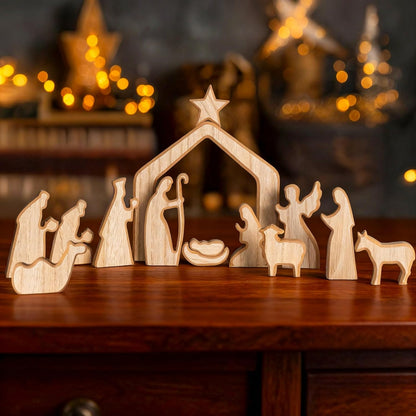 Nerosun wooden Easter resurrection scene and cross decoration set for religious home office tabletop