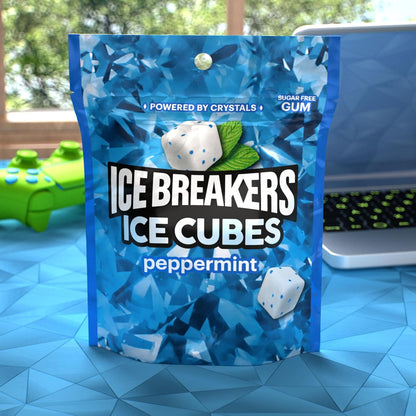 ICE BREAKERS Ice Cubes Peppermint Sugar Free Chewing Gum Pouch, 8.11 oz (100 Pieces)