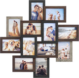 SONGMICS 4x6 Collage Picture Frames, 12-Pack Photo Collage Frame for Wall Decor, Glass Front, Assembly Required, Christmas Gift, Rustic Brown URPF022X01