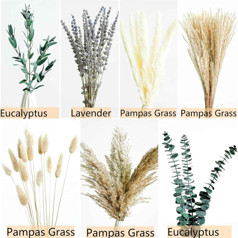 Green Pampas Grass Boho Bouquet – Exquisite Lavender and Eucalyptus Dried Flower Arrangements for Western Boho Decor – Rustic Flowers for Your Bohemian Home, Bedroom, and Wedding Table Décor