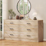 Bigbiglife Dresser for Bedroom, 6 Drawer Double Dresser, Modern Chest of Drawers with Deep Drawers, TV Stand Large Storage Organizer for Living Room, Closet (Light Oak)