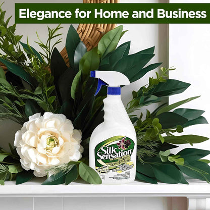 Sparkle Plenty Silk Sensation Artificial Flower & Plant Leaf Cleaner and Shine - Fake Flower Dusting Spray - Silk Plant Cleaner Spray No Wipe - Drip Dry Cleaning Supplies for Artificial Tree (32oz)