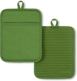 KitchenAid Ribbed Soft Silicone Pot Holder 2-Pack Set, Milkshake Tan, 7"x9"