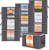Lifewit 6 Pack Clothes Storage Bins with Lids, Foldable Blanket Storage Bags with Zippers, Clear Window and Reinforced Handles, Closet and Organization for Clothing, Sweater, Comforter, Bedding, Gray