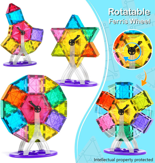 Jasonwell 100pcs Magnetic Tiles Building Blocks Set for Boys Girls Preschool Educational Magnet Construction Kit Stacking STEM Toys Christmas Birthday Gift for Kids Toddler 3 4 5 6 7 8 9 10 + Year Old