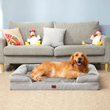 EHEYCIGA Orthopedic Dog Beds for Extra Large Dogs 44x32Inch, Waterproof Memory Foam XL Pet Bed with Sides, Non-Slip and Egg-Crate Foam Big Dog Couch Bed with Washable Removable Cover, Grey
